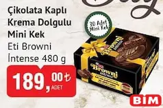 ETİ BROWNİ INTENSE ÇİKOLATA KAPLI KREMA DOLGULU MİNİ KEK 480 G - BAYRAM